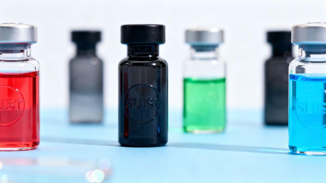 Peak Peptides supplement bottles and vials