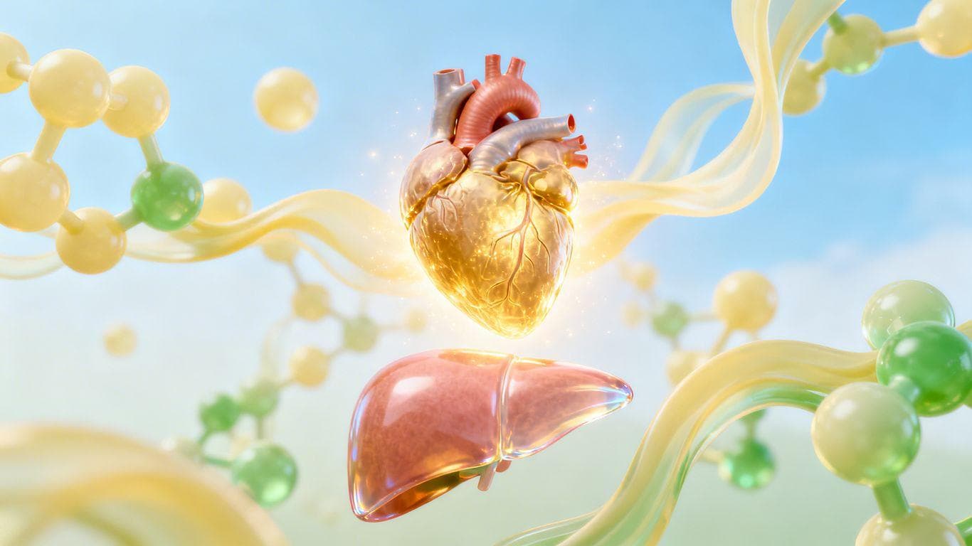 Healthy heart, liver, and lipid molecules.