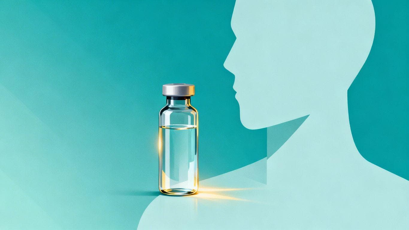 Retatrutide vial and person silhouette for weight loss.