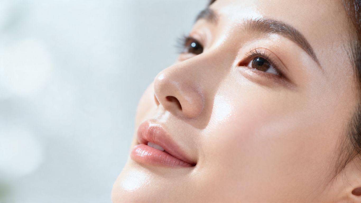 Woman with firm, lifted, and glowing skin.