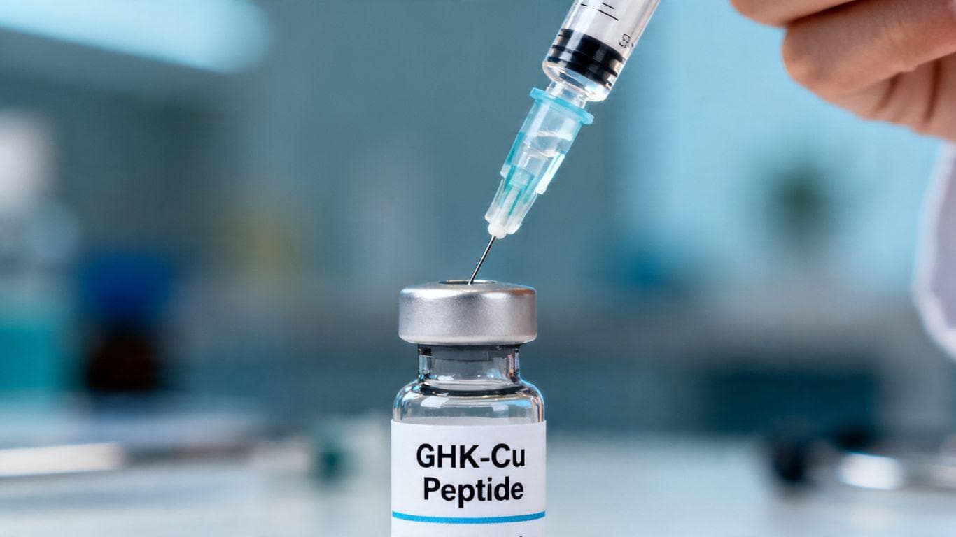 Syringe preparing GHK-Cu peptide injection