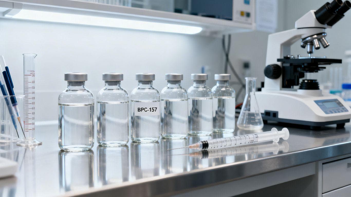 Laboratory vials and scientific equipment for BPC-157.