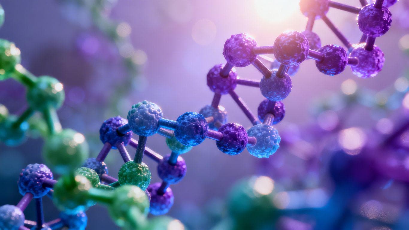 Diverse peptide molecules with intricate structures.