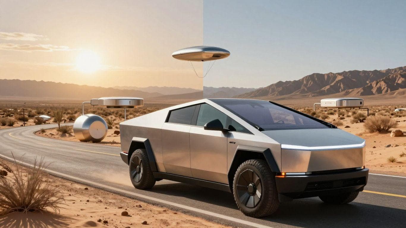 MT1: Desert, metal, and electric truck.